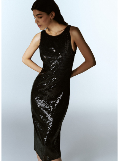 Платье миди с пайетками